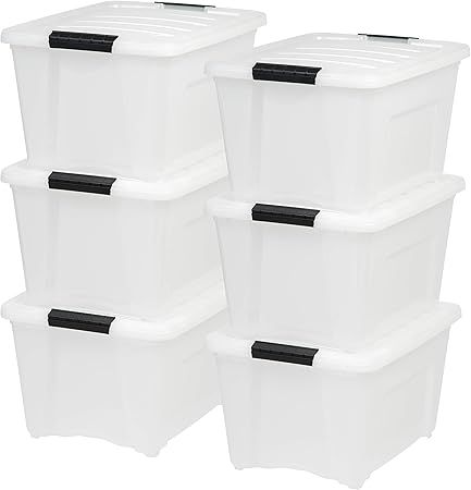 Amazon.com - IRIS USA 32 Qt. Plastic Storage Bin Tote Organizing Container with Durable Lid and S... | Amazon (US)