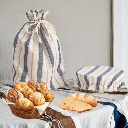 ZHYEEDAA Sourdough Bread Bags for Homemade Bread,Linen&Cotton Storage Bag with BPA-free Plastic Lined,Bread Bags with Bowl Cover-Keep Bread Fresh for Days | Amazon (US)