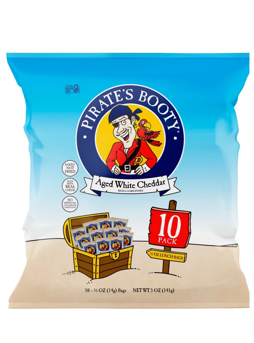 Pirate's Booty Gluten-Free Aged White Cheddar Puffs, 0.5 oz Snack-Size Bags, 10 Count | Walmart (US)