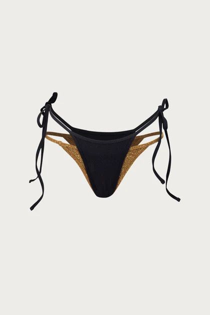 Double Layer Bottom (Faux Suede Black/Mocha Shimmer Lurex) | SAME