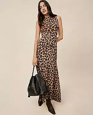 Animal Print Mock Neck Sweater Dress | Ann Taylor