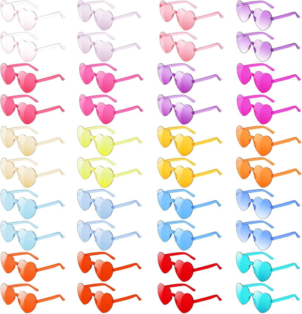 40 Pairs Heart Sunglasses Rimless Transparent Heart Shaped Glasses Candy Color Party Favor for Wo... | Amazon (US)