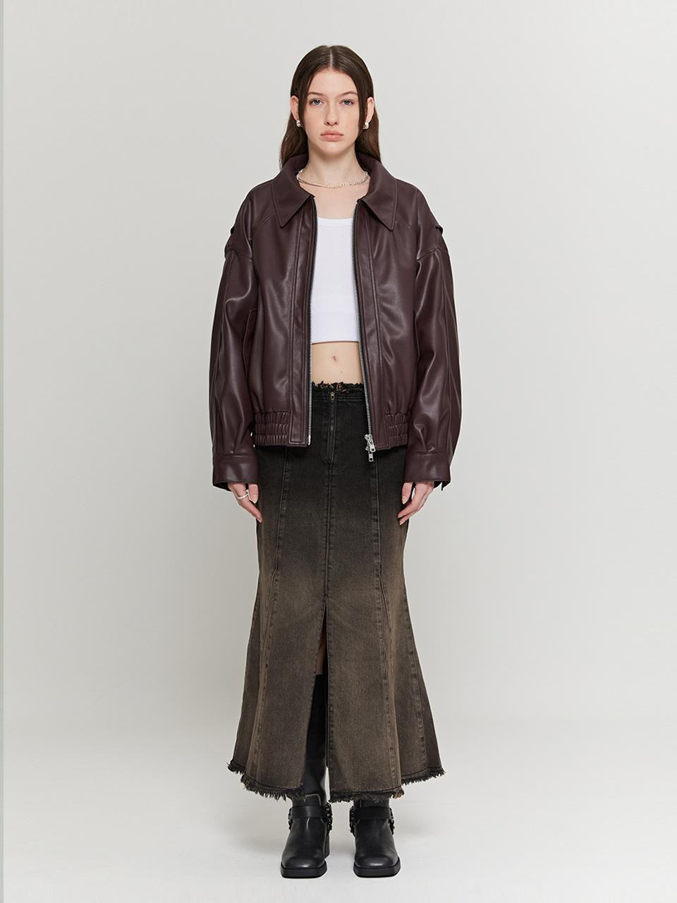 Cropped Down Jacket (Burgundy) | W Concept (US)