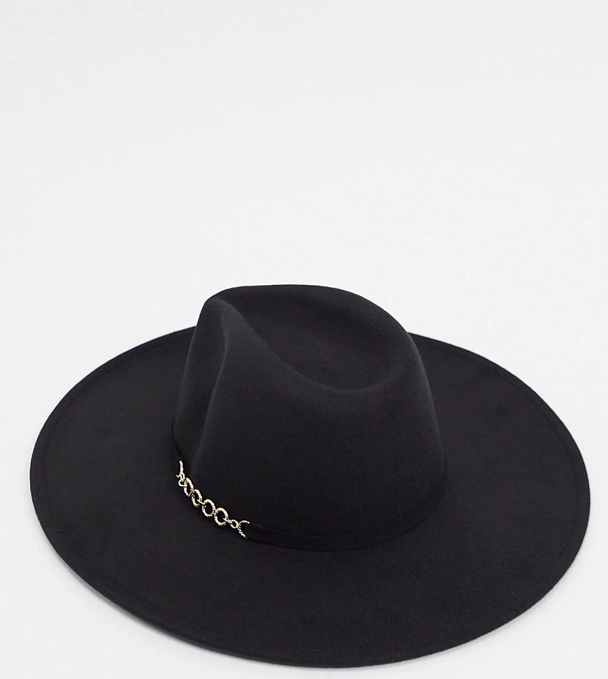 My Accessories London Exclusive oversized fedora hat with chain detail in black | ASOS (Global)