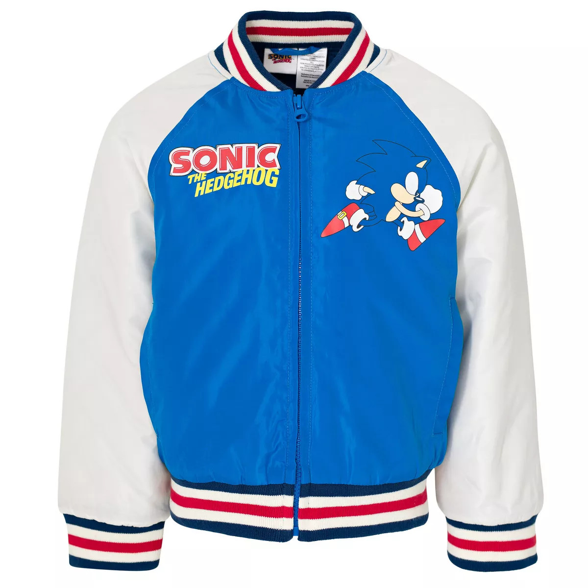 SEGA Sonic the Hedgehog French Terry Zip Up Varsity Bomber Jacket Satin Lining Little Kid to Big ... | Target