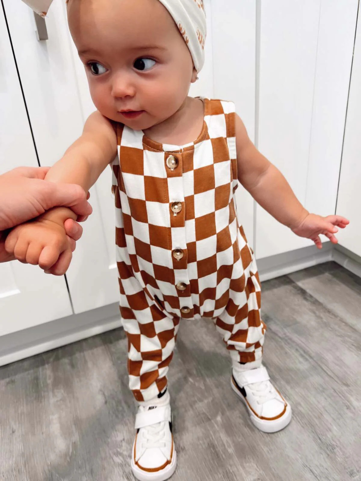 Stracciatella Checkerboard / Organic Bay Jumpsuit | SpearmintLOVE