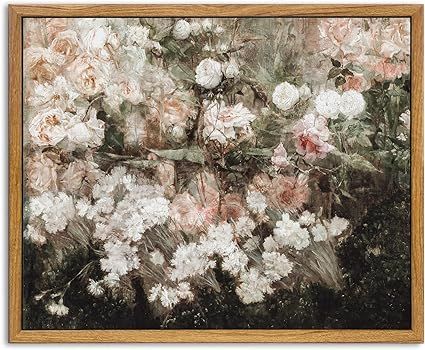 KBKBART Framed Canvas Wall Art for Living Room Bedroom Decor,Vintage Moody Floral Art Print Flowe... | Amazon (US)