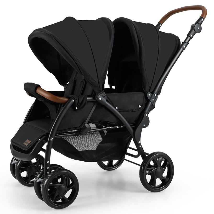 INFANS Double Stroller, Foldable Baby Tandem Stroller with Djustable Backrest Canopy Footrest, 5-... | Amazon (US)