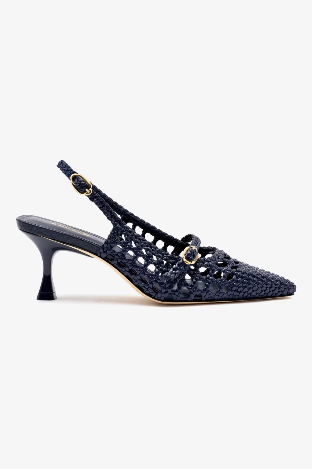 Ines Macrame Pump In Navy Leather | Larroude