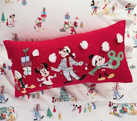 Disney Mickey Mouse and Friends Holiday Lumbar Pillow | Pottery Barn Kids