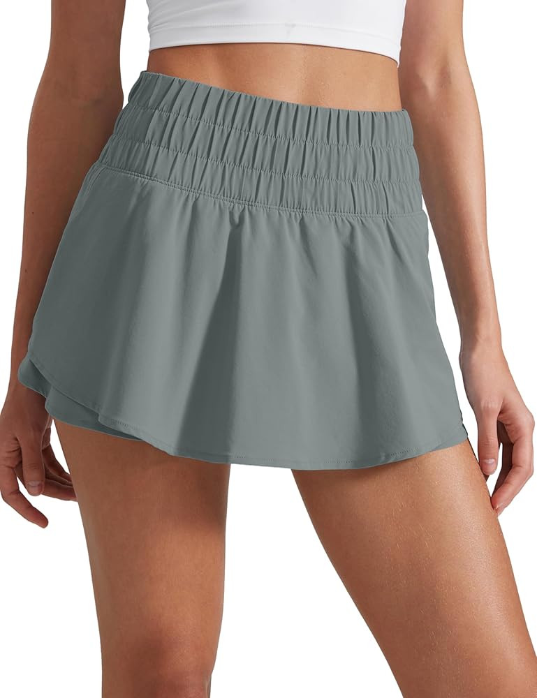 CRZ YOGA Athletic Shorts for Women High Waisted Flowy Ruffle Skirt Overlay for Workout Running Te... | Amazon (US)