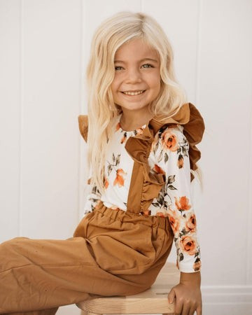 Sharlyn Ruffle Suspender Pants - Chestnut | Bailey's Blossoms