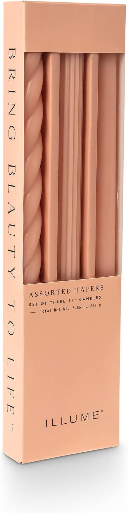ILLUME Beautifully Done Unscented Assorted Candle Tapers 3-Pack, Coral Pink | Amazon (US)