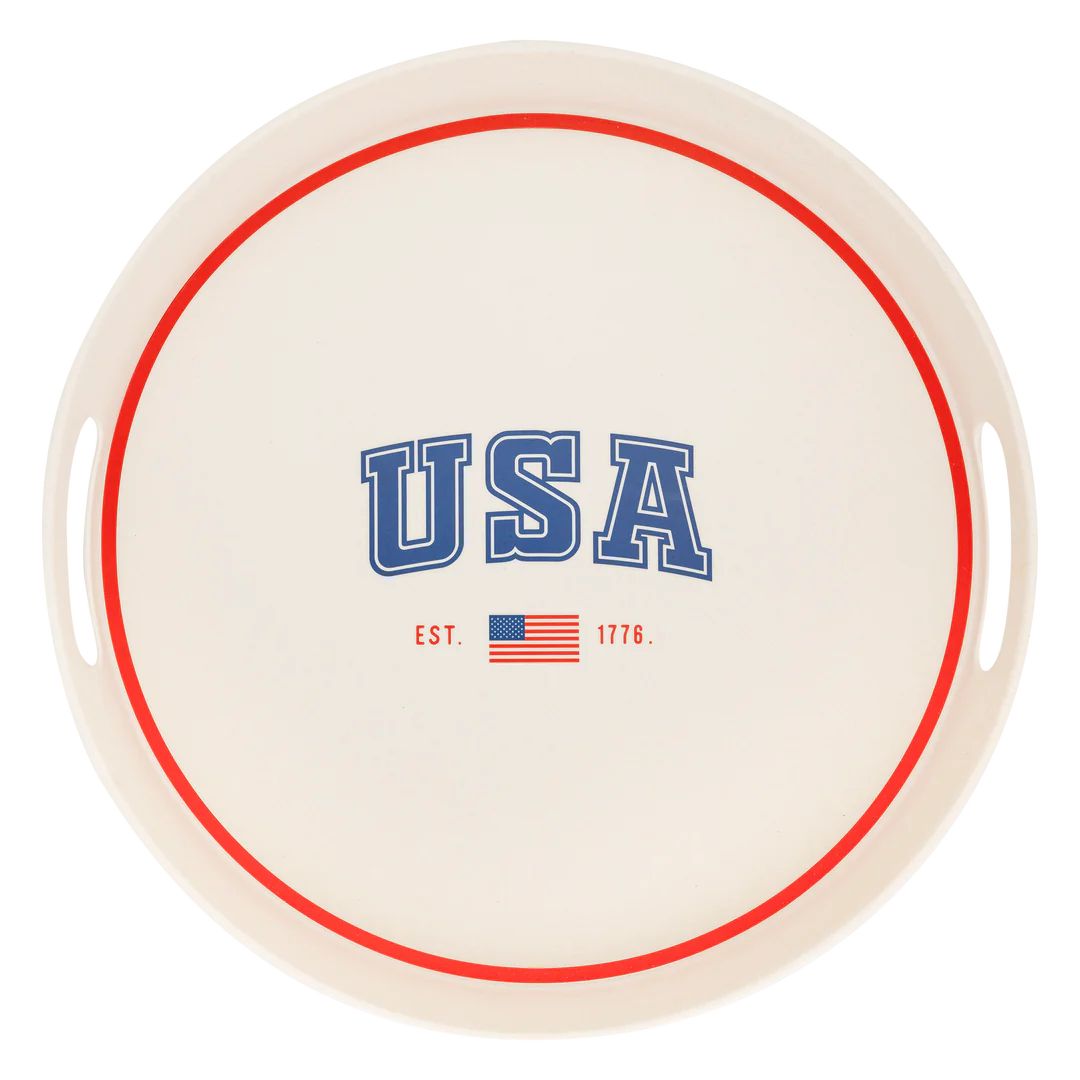 USA Round Reusable Bamboo Serving Tray | My Mind's Eye
