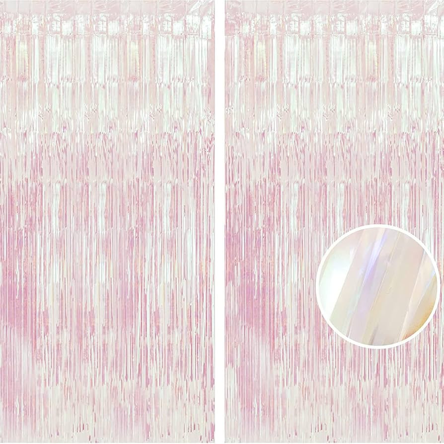 BRAVESHINE Party Decorations Iridescent Foil Fringe Backdrops - 2 Pack 3.2 x 6.5 ft Holographic T... | Amazon (US)