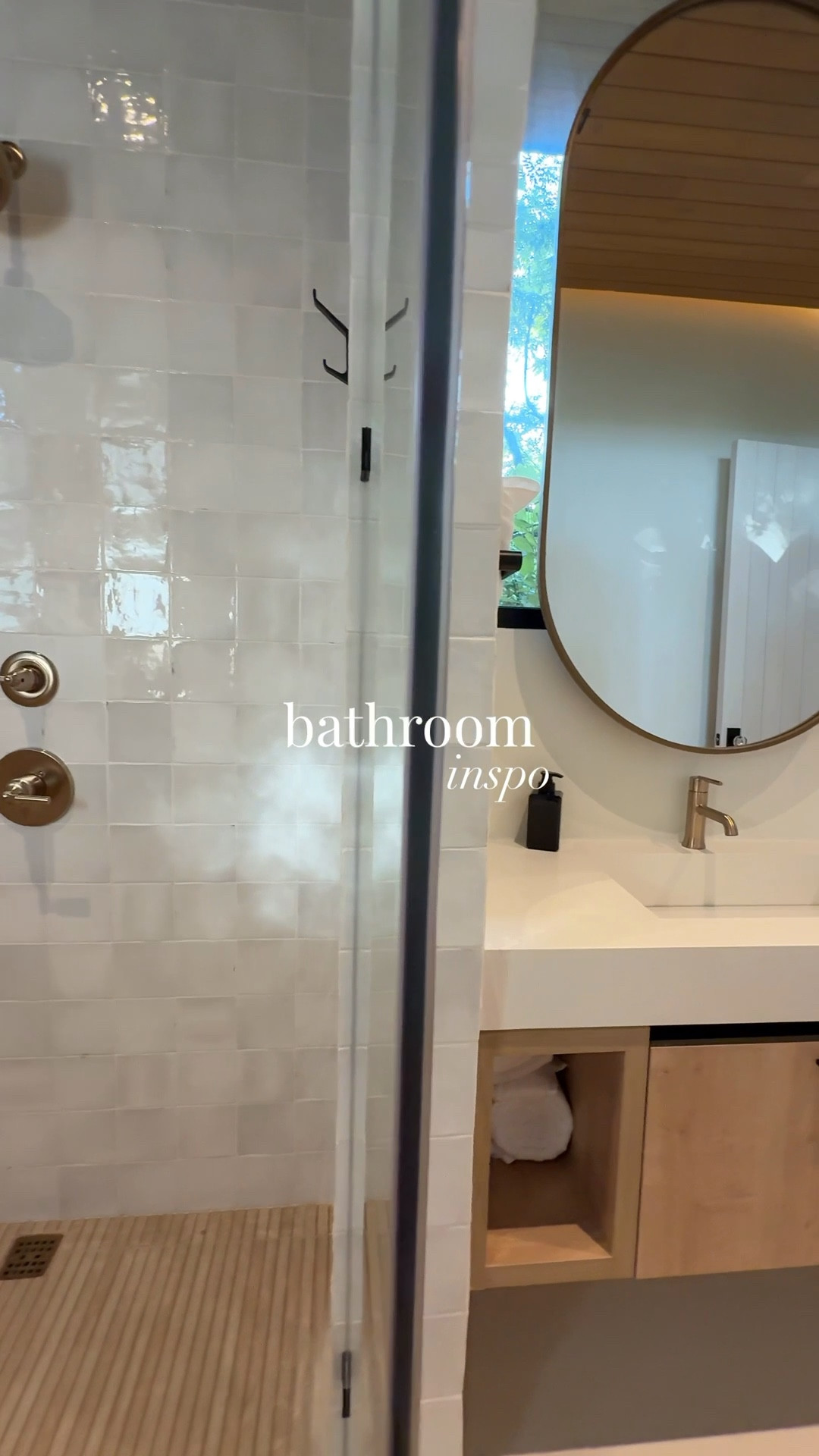 Arches for days, floating mirrors, jungle views, and those dreamy Zellige Perla tiles from Floor & Decor — welcome to the primary bath at Villa Nya. 🌴

#bathroom #bathroominspo #interiordesign

#LTKHome #LTKFindsUnder100 #LTKFamily