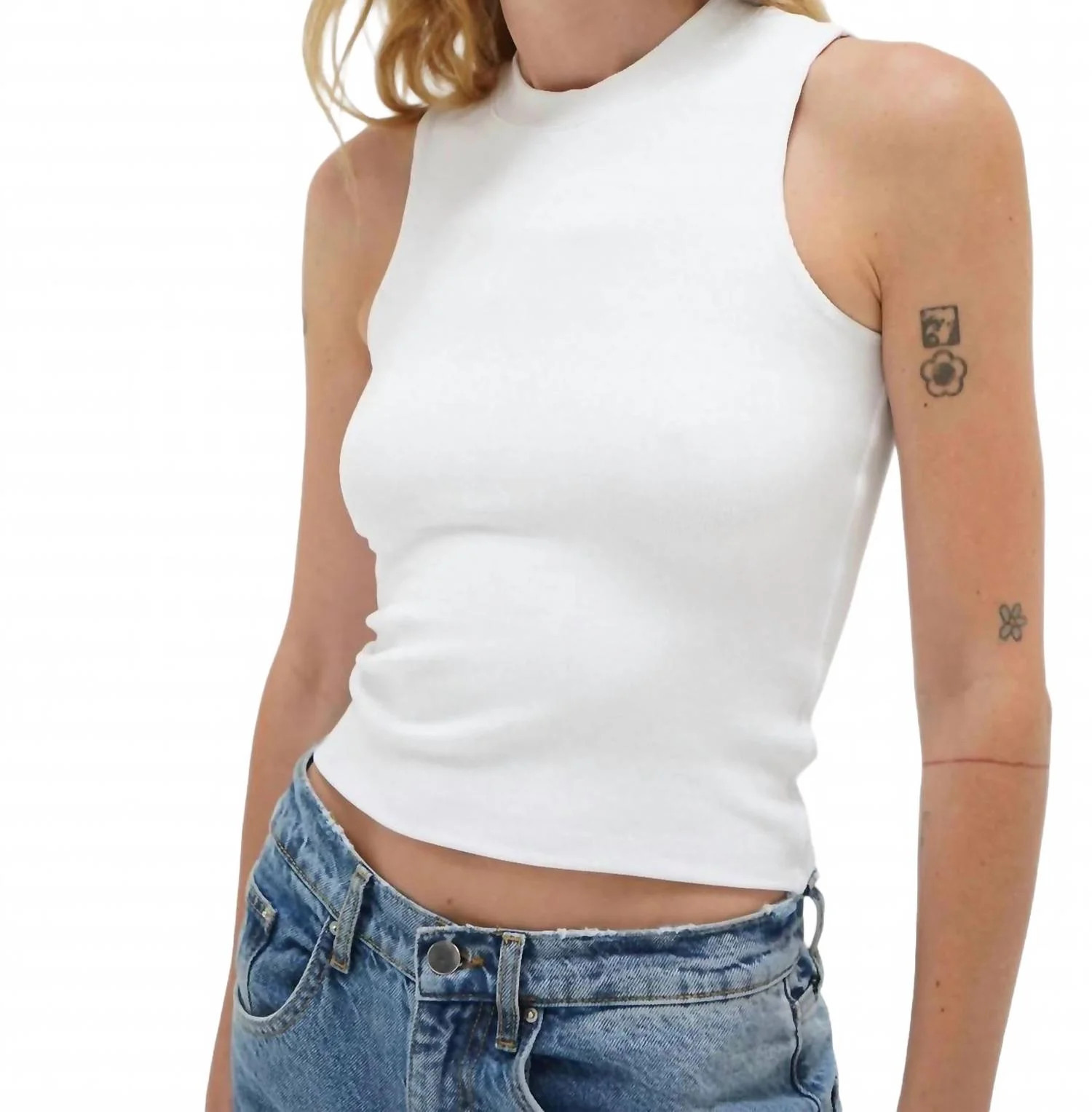 Women's Double Layer Ribbed Tank Top In White | Shop Simon