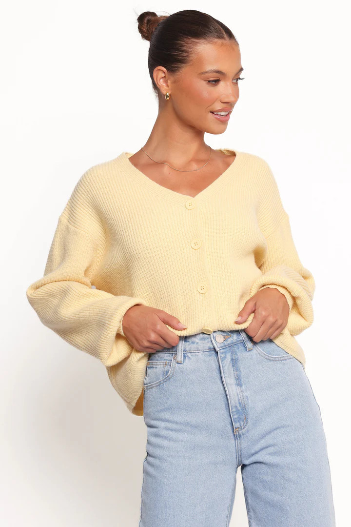 Sybil Button Front Cardigan - Butter Yellow | Petal & Pup (US)