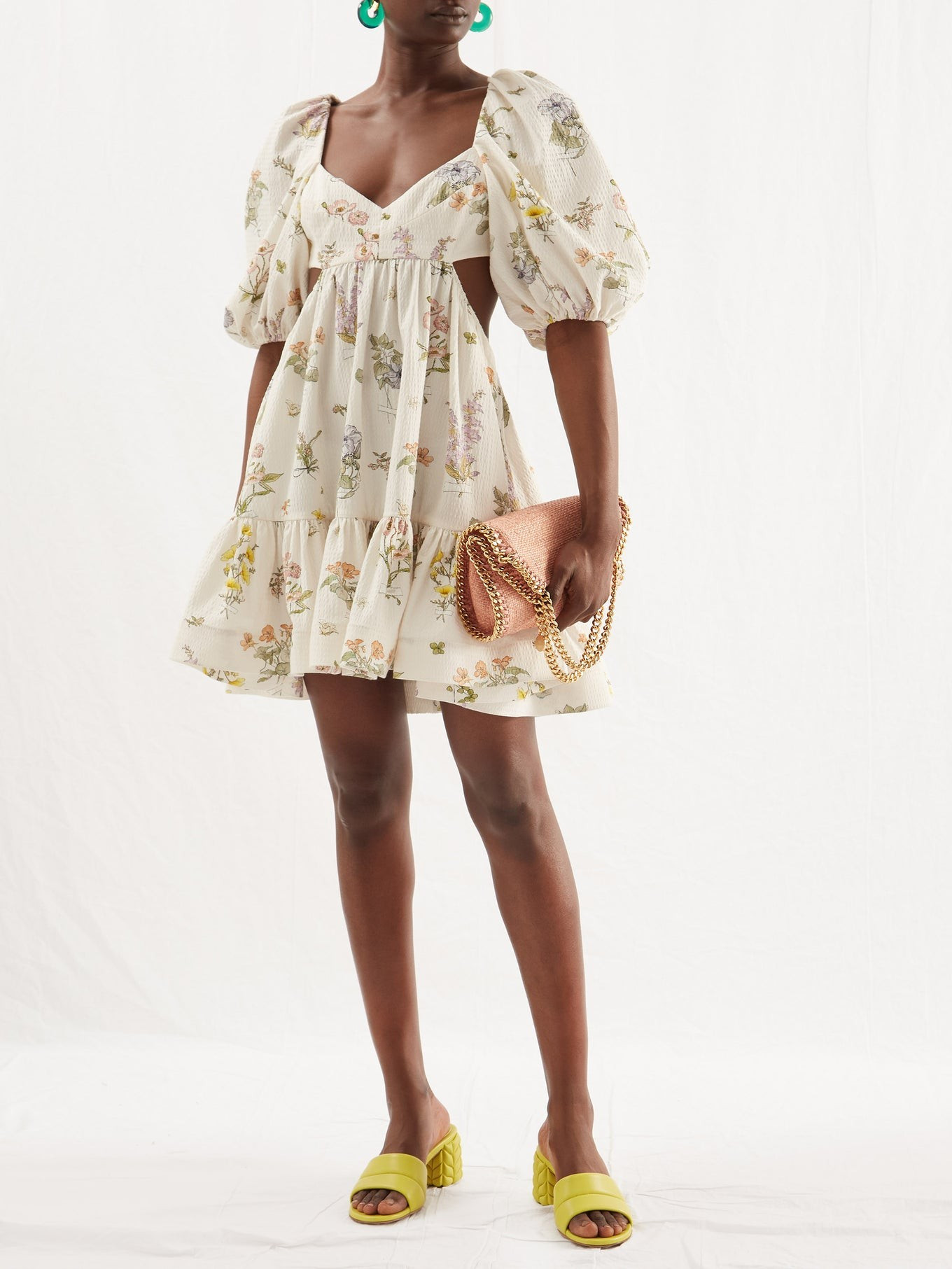 Cutout puff-sleeve floral-print dress | Zimmermann | Matches (US)