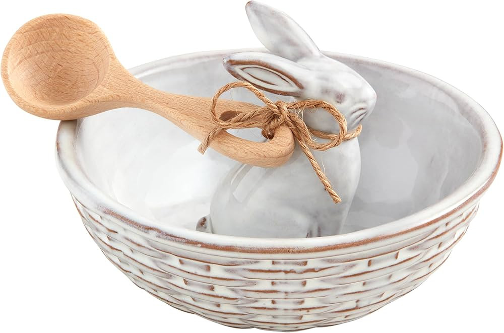 Mud Pie Bunny Bowl Tidbit, 5.75" dia x 4" spoon: 3.5", WHITE | Amazon (US)