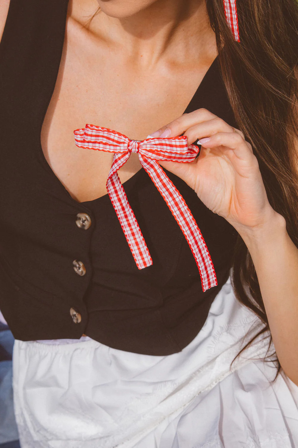Red Gingham Bow Clip | Shop Andi