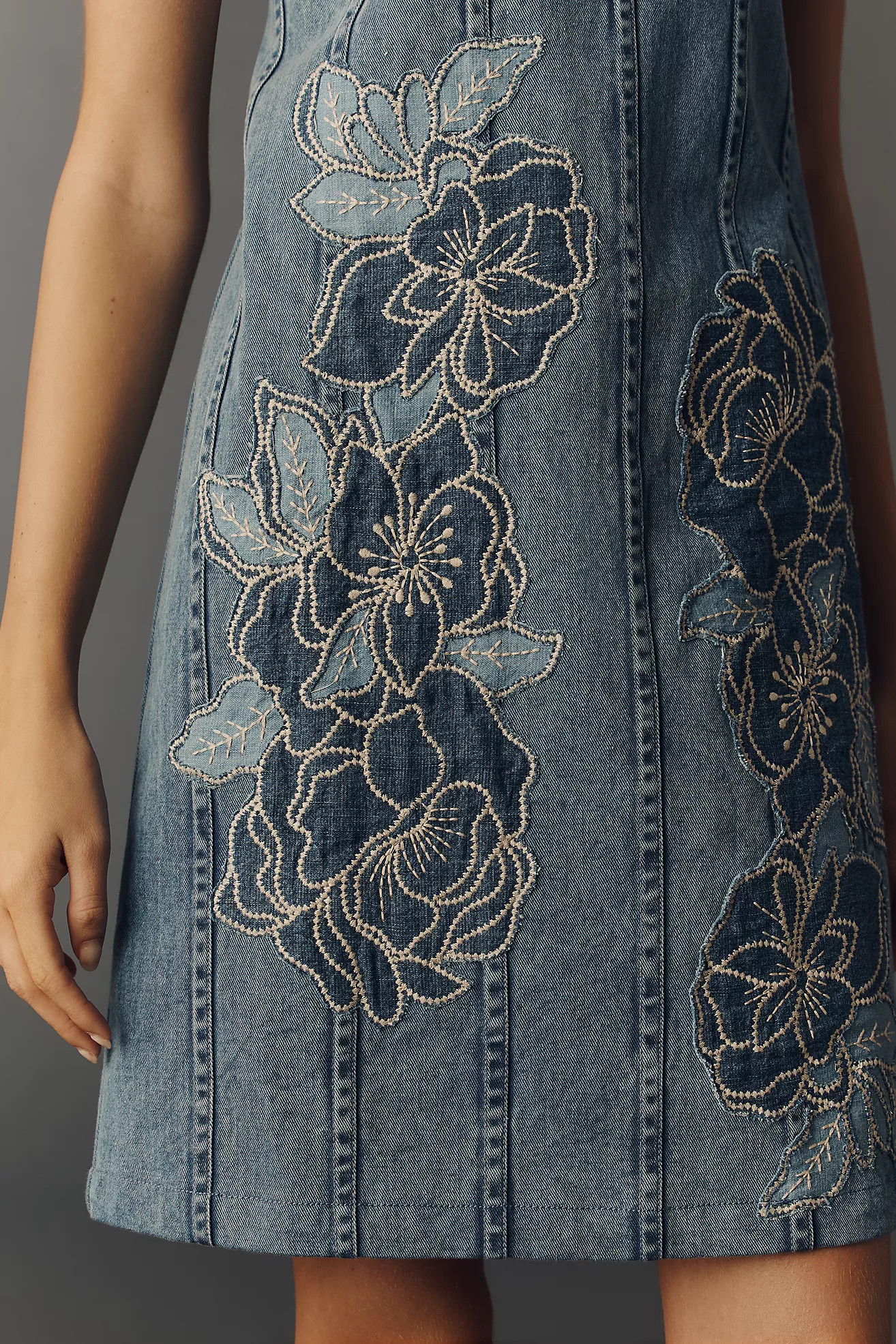 Maeve Deco Denim Halter Dress | Anthropologie (US)