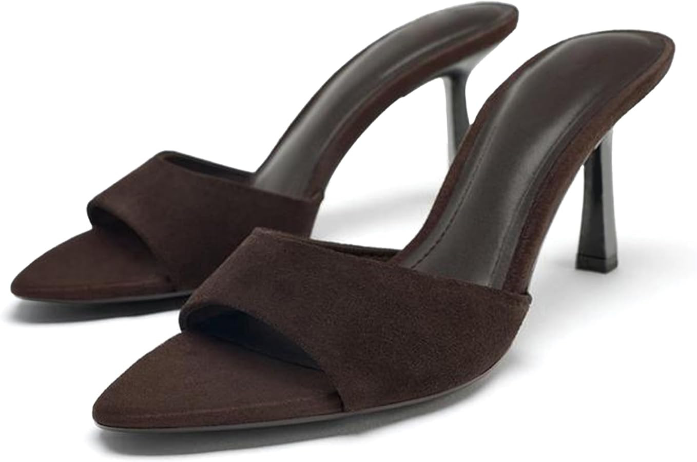 High Heel Mules for Women Slip On Open Pointed Toe Classy Patent Leather Stiletto Pumps Formal Sl... | Amazon (US)