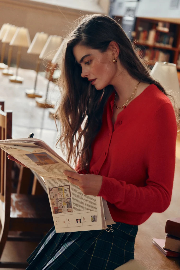 Apple Red Cashmere Riley Cardigan | Tuckernuck (US)