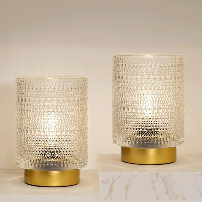 2 Pack Battery Operated Lamp with Timer, Cordless Table Lamps Bubble Design for Home Decor, Porta... | Amazon (US)