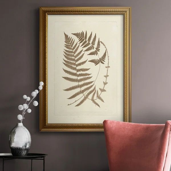 Sepia Ferns V - Picture Frame Print on Canvas | Wayfair North America