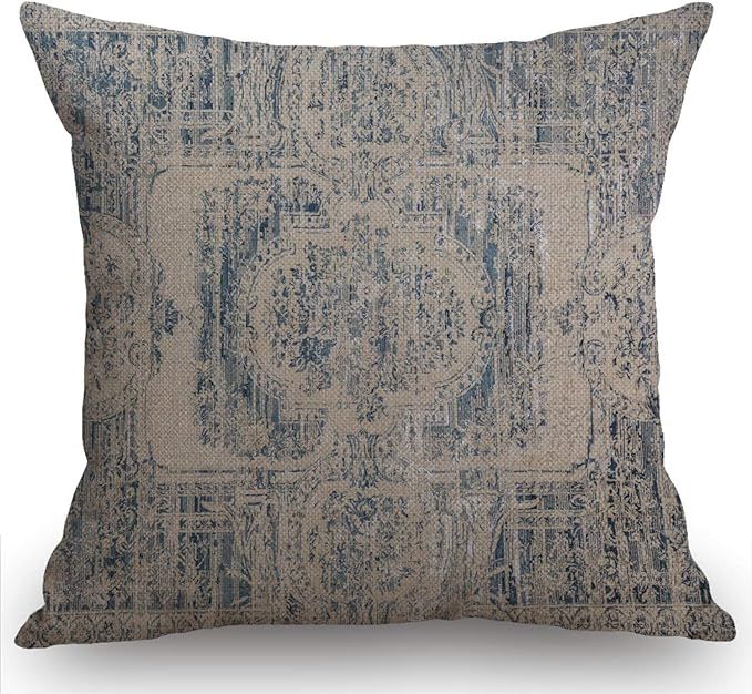 Swono Throw Pillow Cover Vintage Carpet Pattern Antique Grunge Tribal Decorative Pillow Cases Hom... | Amazon (US)