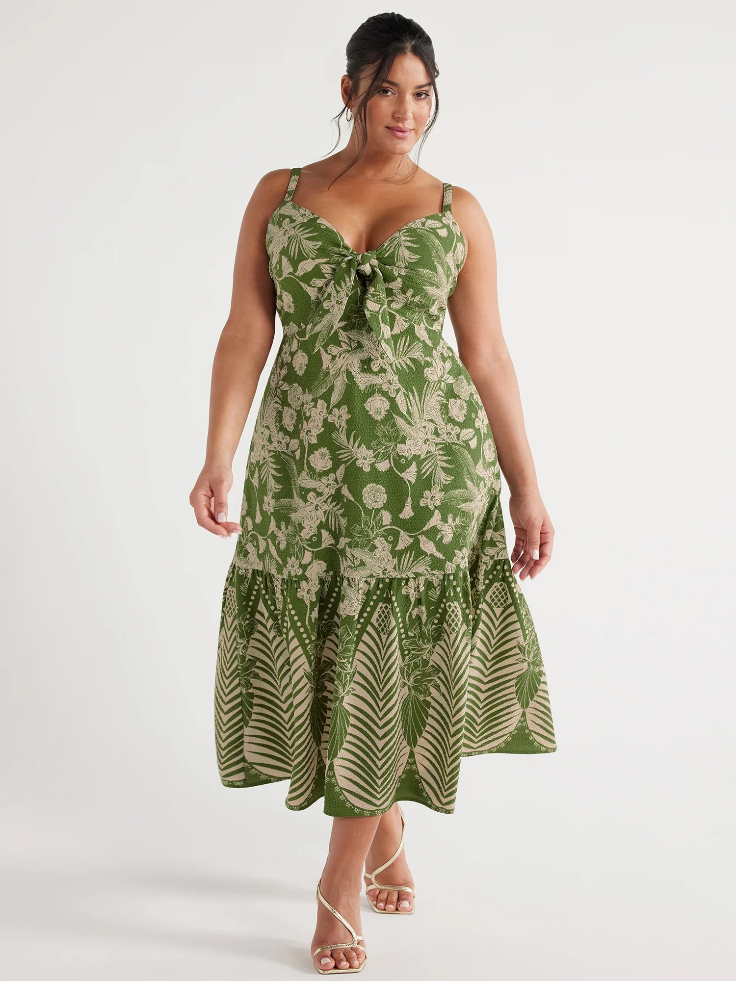 Sofia Jeans Women's and Women's Plus Tie Front Cutout Maxi Dress, Sizes XS-5X | Walmart (US)