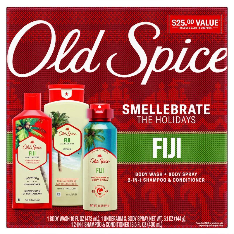 Old Spice Fiji Holiday Gift Set - Body Wash + Body Spray + 2-in-1 Hair Care - 3pk | Target