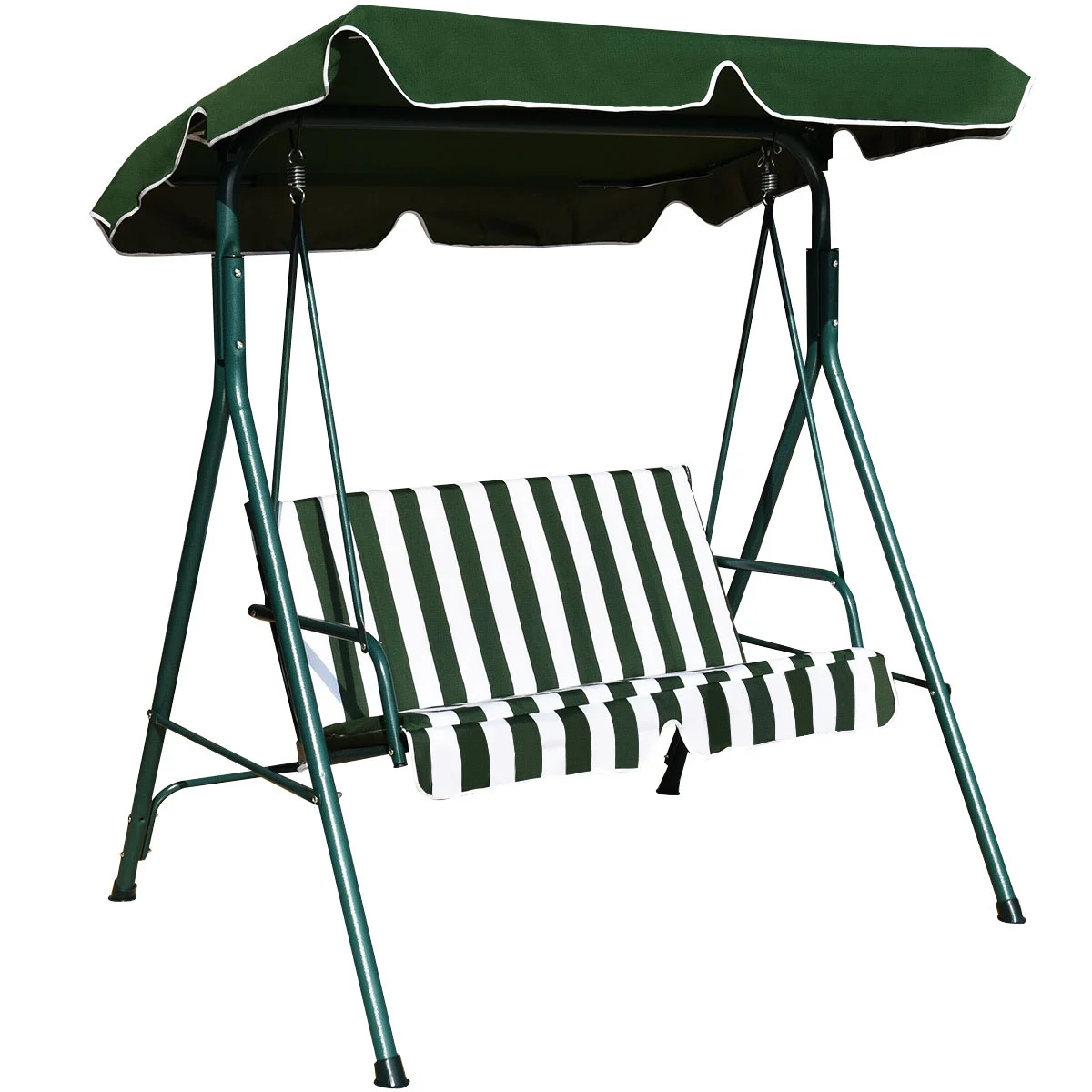 Costway Loveseat Patio Canopy Swing Glider Hammock Cushioned Steel Frame Outdoor Green - Walmart.... | Walmart (US)