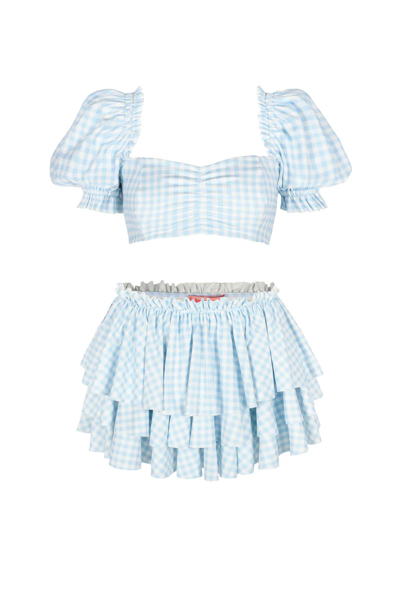 The Blue Gingham Babydoll Bikini Top | Selkie Collection