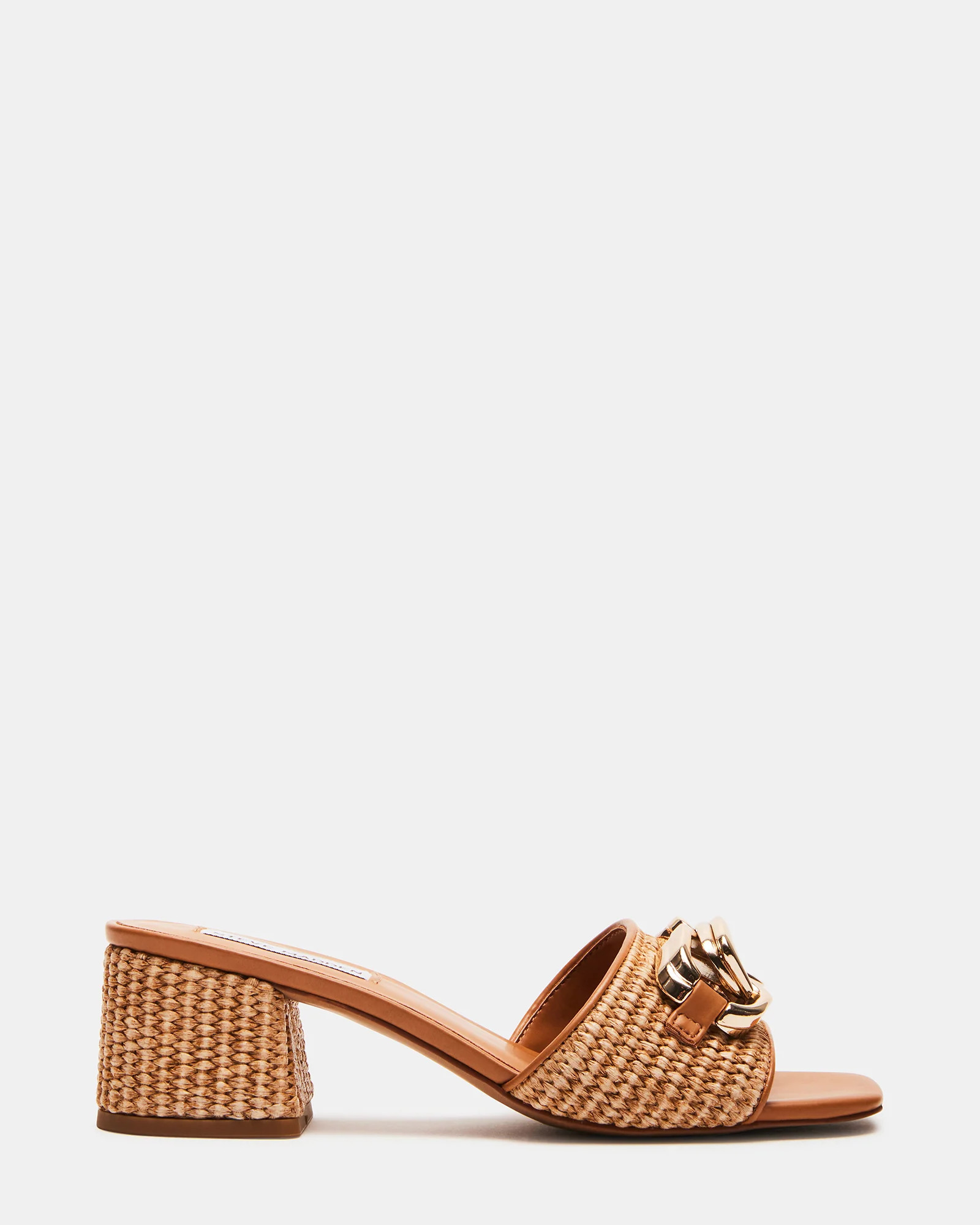 SANTANA Raffia Square Toe Block Heel Mule | Women's Heels | Steve Madden (US)