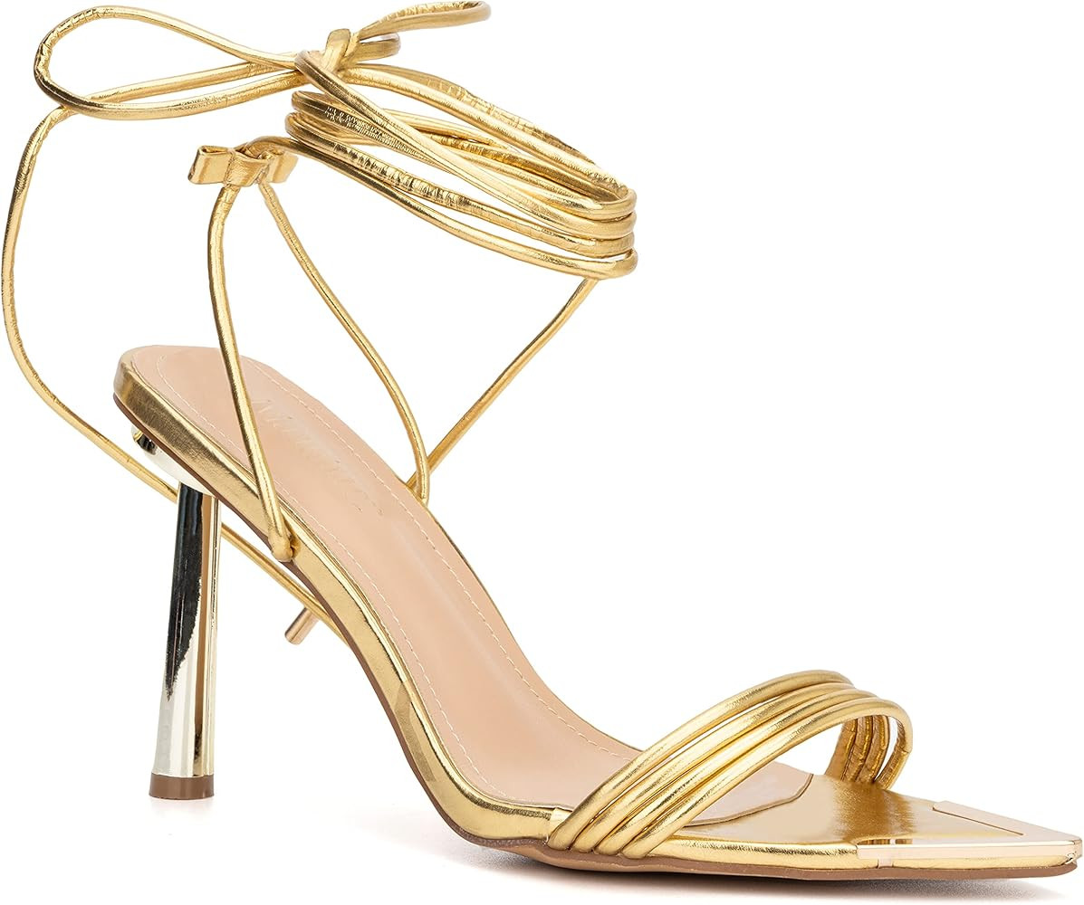 Olivia Miller Women’s Fashion Ladies Shoes, PU Vegan Leather w Ankle Lace Up Strap, Trendy Part... | Amazon (US)