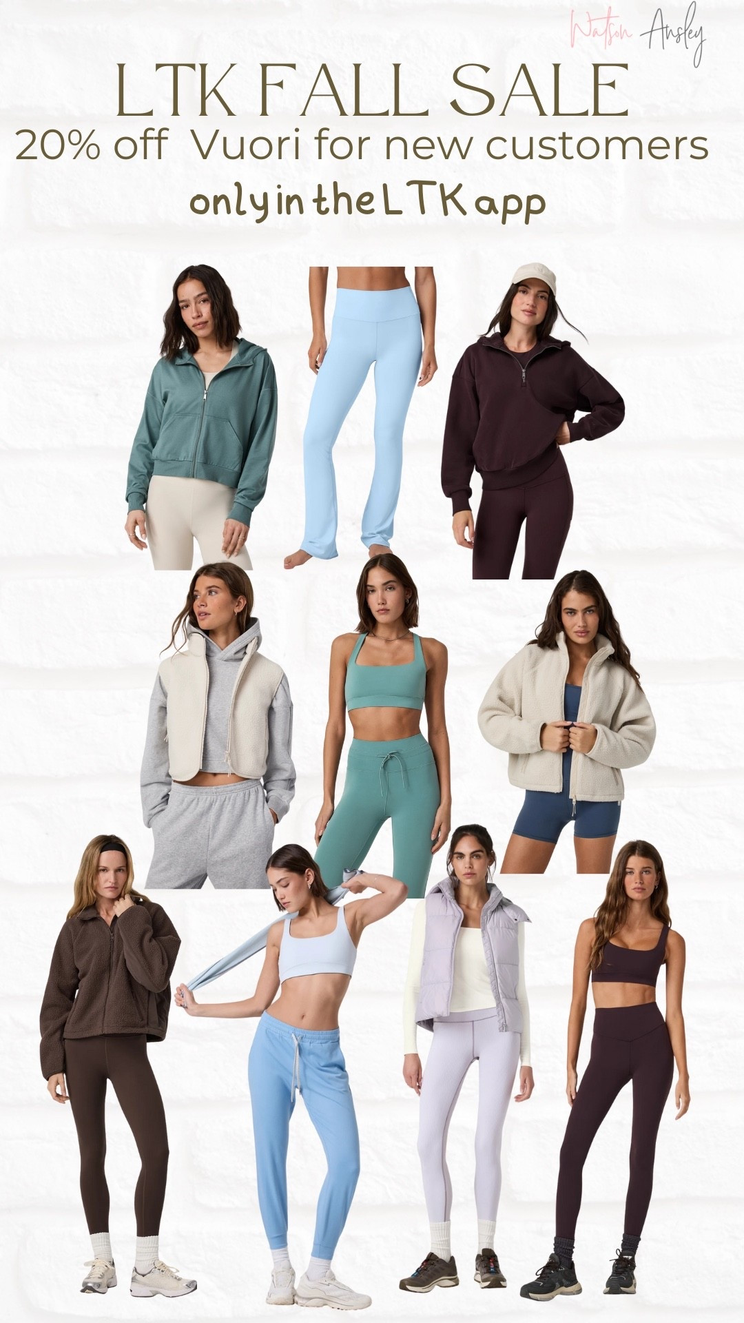 Shop Vuori 20% off for new customers  during LTK Fall sale this weekend in the app only.

Just click an item below to start shopping and then copy the promo code below to paste at checkout for the discount!

Happy shopping!

Vuori | athletic | athlete | fit |fitness | active | leggings | joggers | pullover | sweatshirt | vest | zip up | jacket | sports bra | workout | athleisure | sporty | comfy | cute



#LTKFallSale #LTKSeasonal #LTKActive