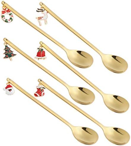 SKONHED 6PCS Christmas Coffee Spoon Pendant, Christmas Tableware Coffee Tea Soup Stirring Spoon D... | Amazon (US)