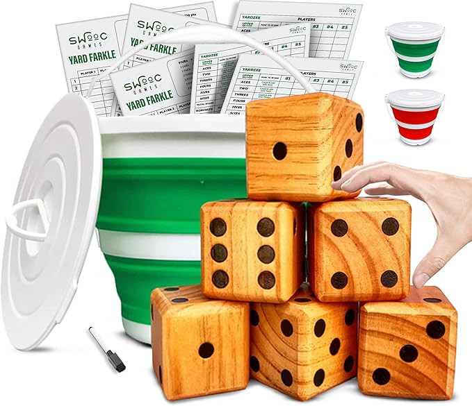 Amazon.com: SWOOC Yardzee, Farkle & 20+ Games - Light-Weight Yard Dice Game Set (All Weather) wit... | Amazon (US)