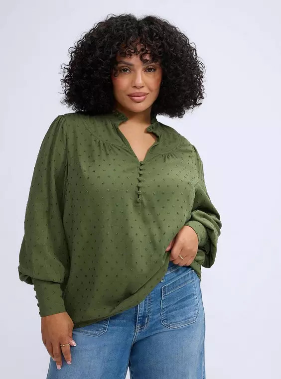 Belle Isle Ruffle Collar Popover Top in Red | Torrid (US & Canada)
