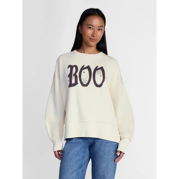 Women's Halloween Gothic Boo Graphic Fleece from Way to Celebrate, Sizes S-4X | Walmart (US)