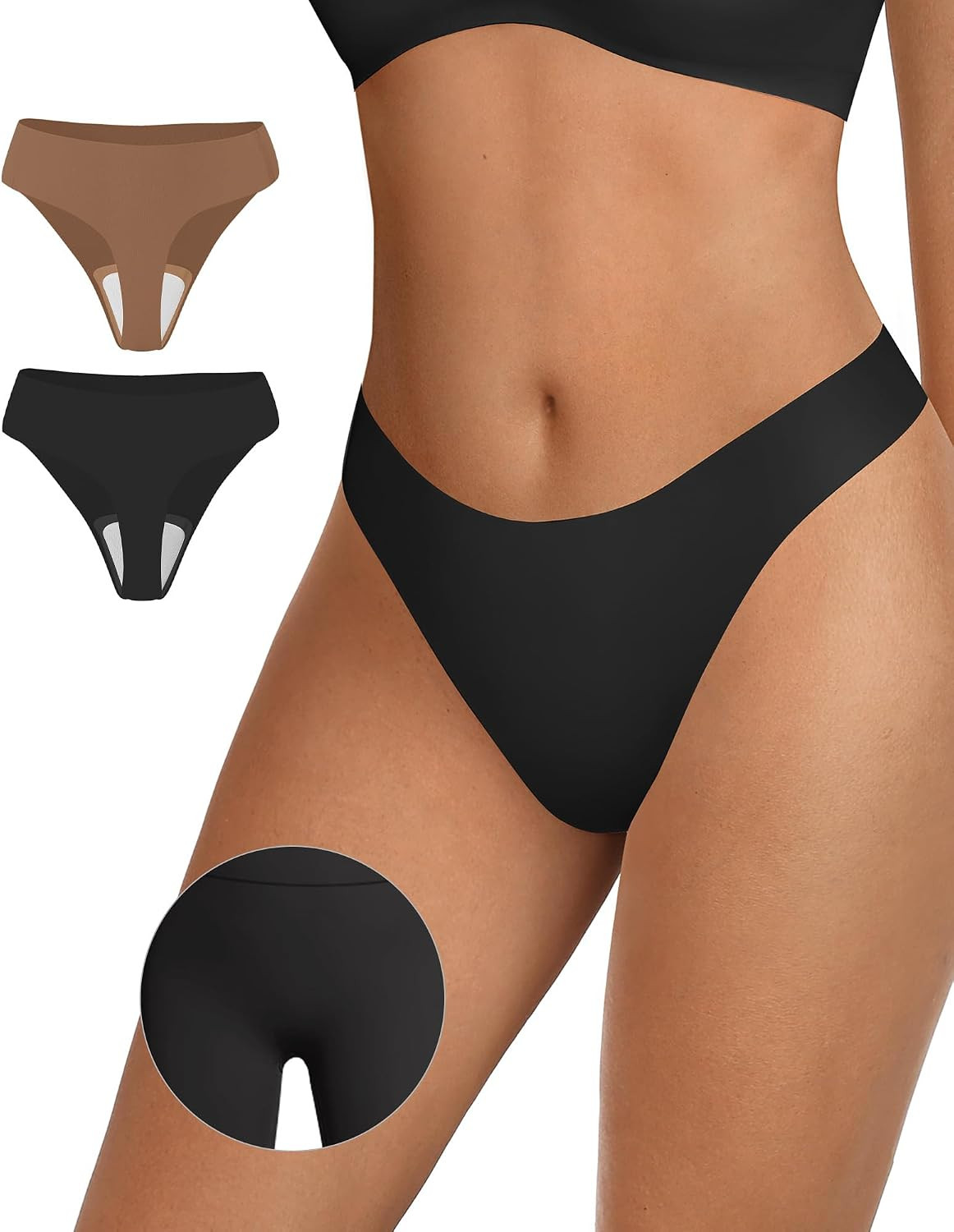 OEAK Seamless Thongs for Women Invisible Thongs No Show Thong Panty Liners Tangas Comfortable Workout G-Strings Underwear | Amazon (US)