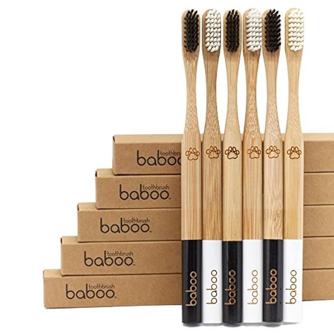 Bamboo Toothbrush (2 pack) Organic Bamboo Handle, BPA Free Nylon Bristles, Environmentally Friendly, | Amazon (US)