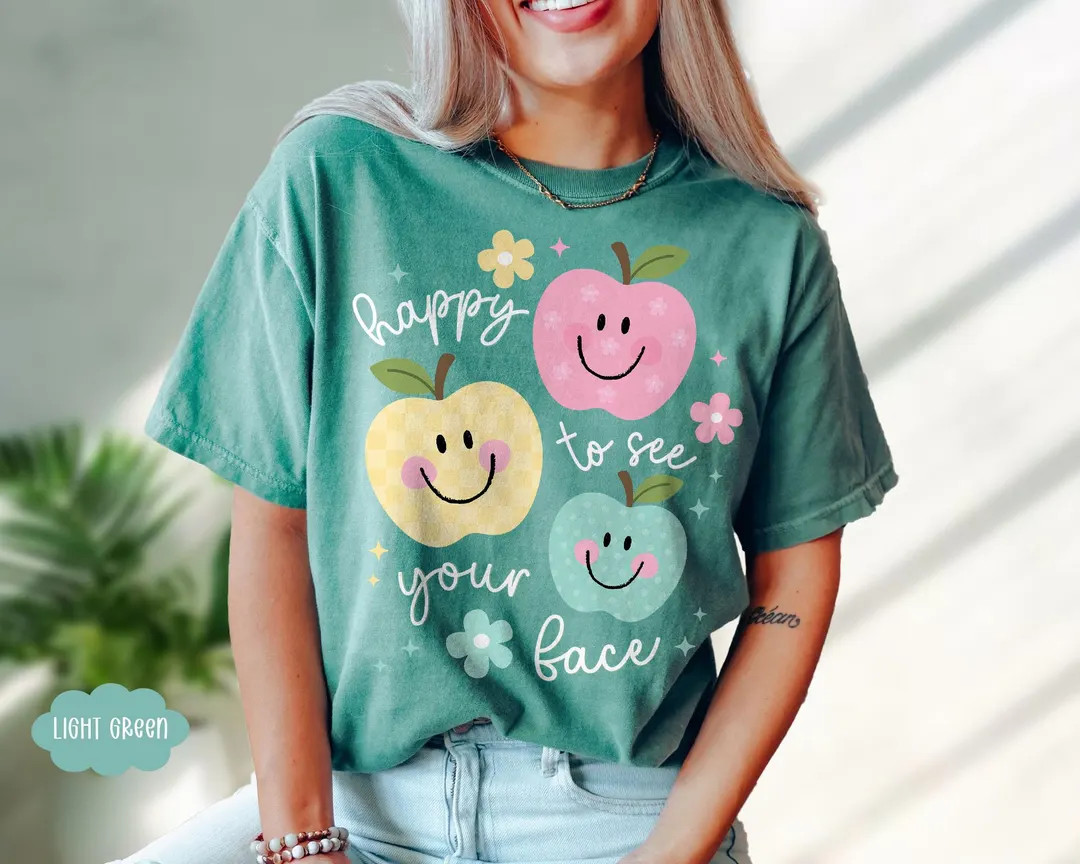 Comfort Colors Teacher Shirt: Happy to See Your Face, Back to School Gift - Etsy | Etsy (US)