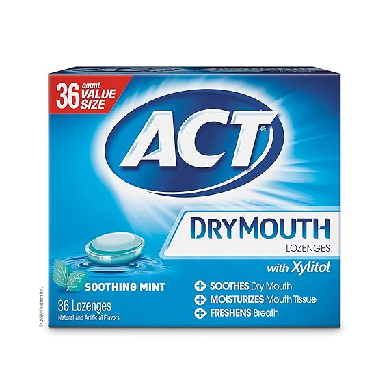 ACT Dry Mouth Lozenges Soothing Mint 36 Count Soothing Mint Flavored Lozenges with Xylitol Help M... | Amazon (US)
