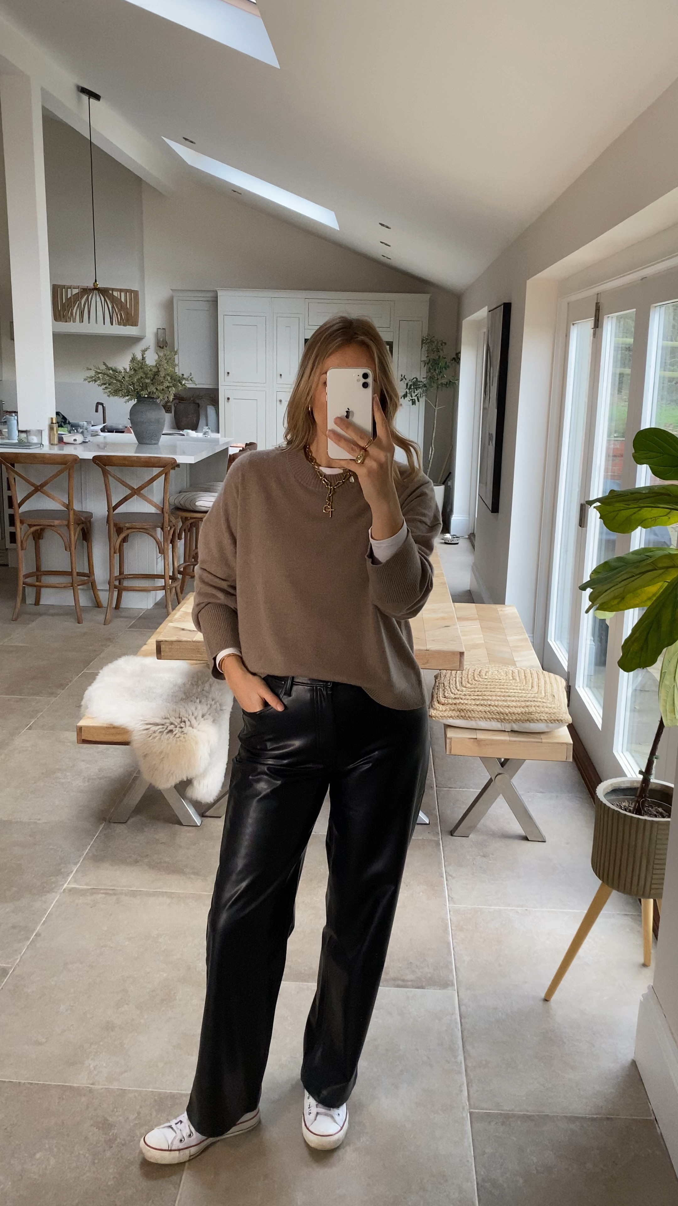 I swear by these leather trousers 
Comfortable 
Easy wide leg silhouette 
Dress up and down with ease and great alternative to denim. 
Also super warm in this weather! 
A&F members get an extra reduction just now and it’s free to sign up - no obligation. 
Wearing a 30 regular 


#LTKsale #LTKstyletip #LTKWinterSale