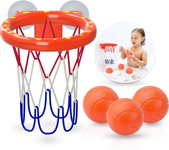 Bath Toys - Bathtub Basketball Hoop for Kids Toddlers - Mold Free Bath Toys with Suction Cup & 3 ... | Amazon (US)