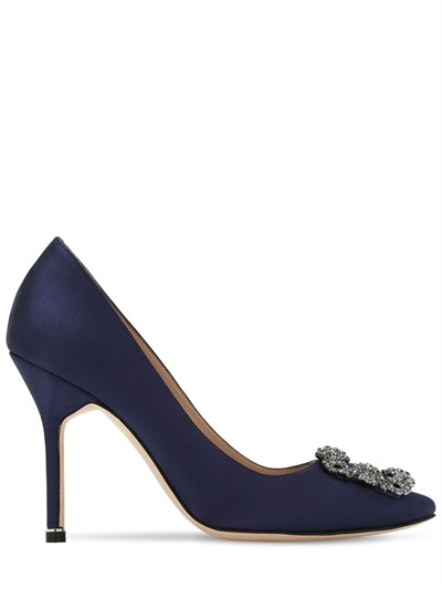 Manolo Blahnik - 105mm hohe pumps aus spitze und satin „hangisi“ - Dunkelblau | Luisaviaroma | Luisaviaroma