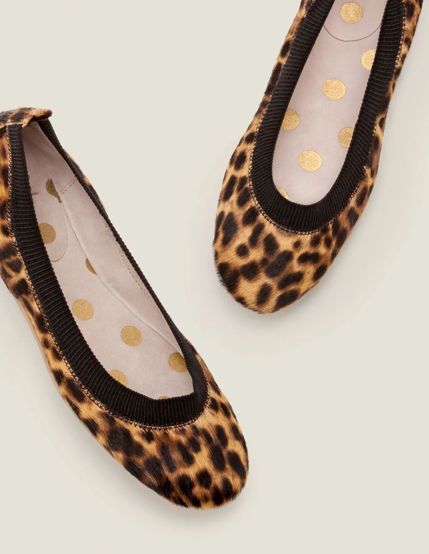 Hettie Ballerinas - Tan Leopard/Black | Boden UK | Boden (UK & IE)